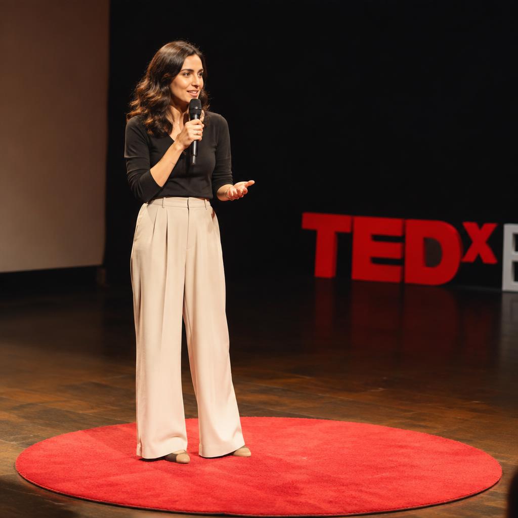 Client speaking on a TEDx stage